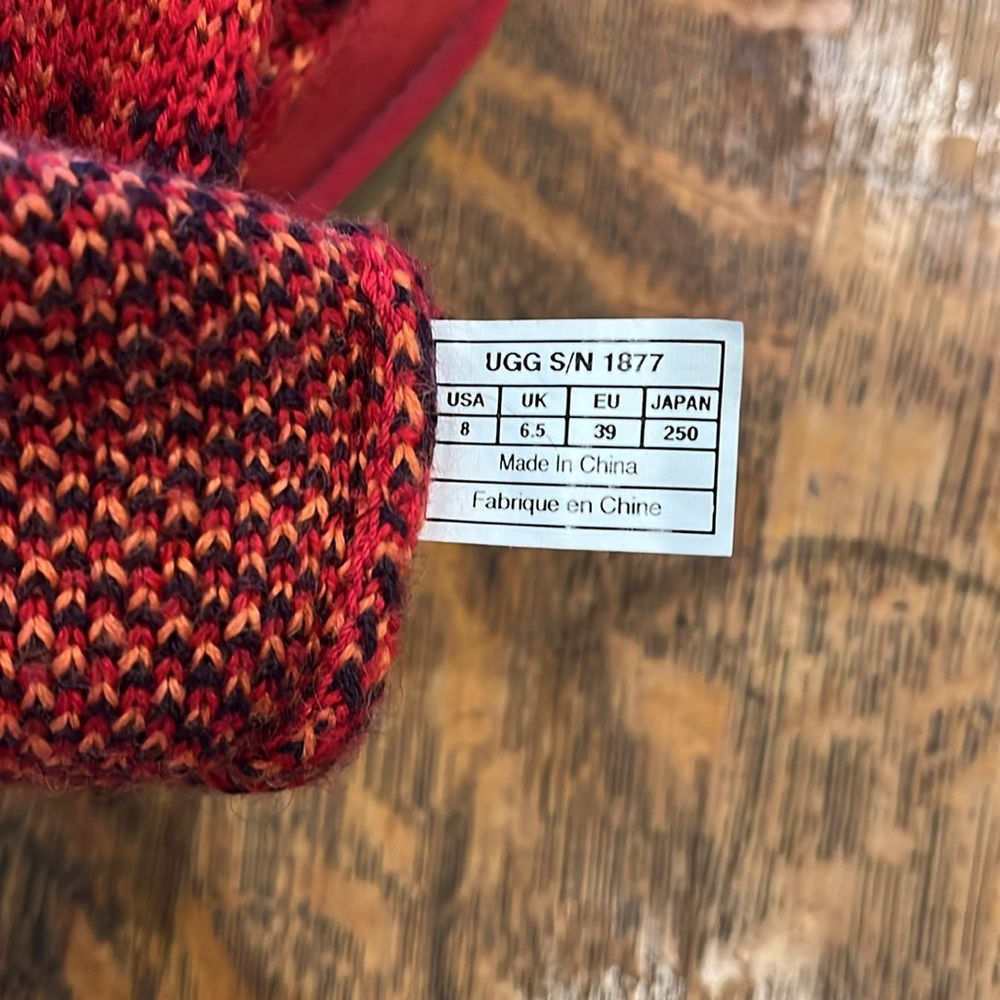 UGG Red & Black Vibrant Plaid Tall Knit Boots; Size 8 - Picture 7 of 8